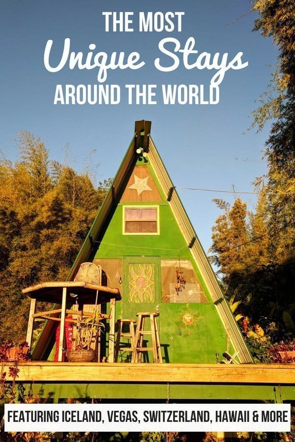The most unique places to stay around the world including a #jungle hut in #hawaii #treehouse in #switzerland themed hotels and more!