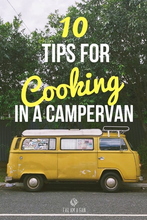 The best tips for cooking in a campervan. Includes easy camping recipes, camping & cleaning tips!